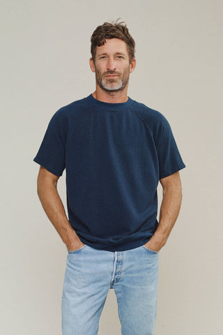 Short Sleeve Raglan Fleece Sweatshirt - Black