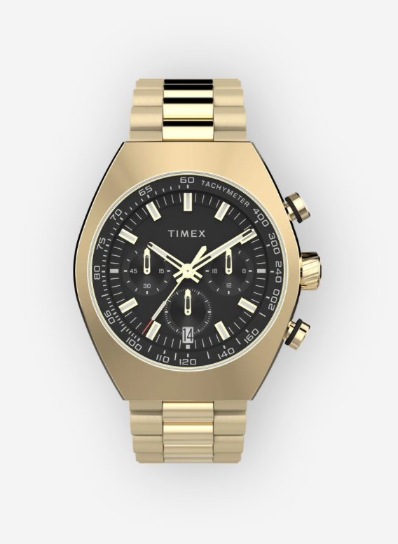 Timex Legacy Tonneau Chronograph 42mm Stainless Steel Bracelet Watch - Gold